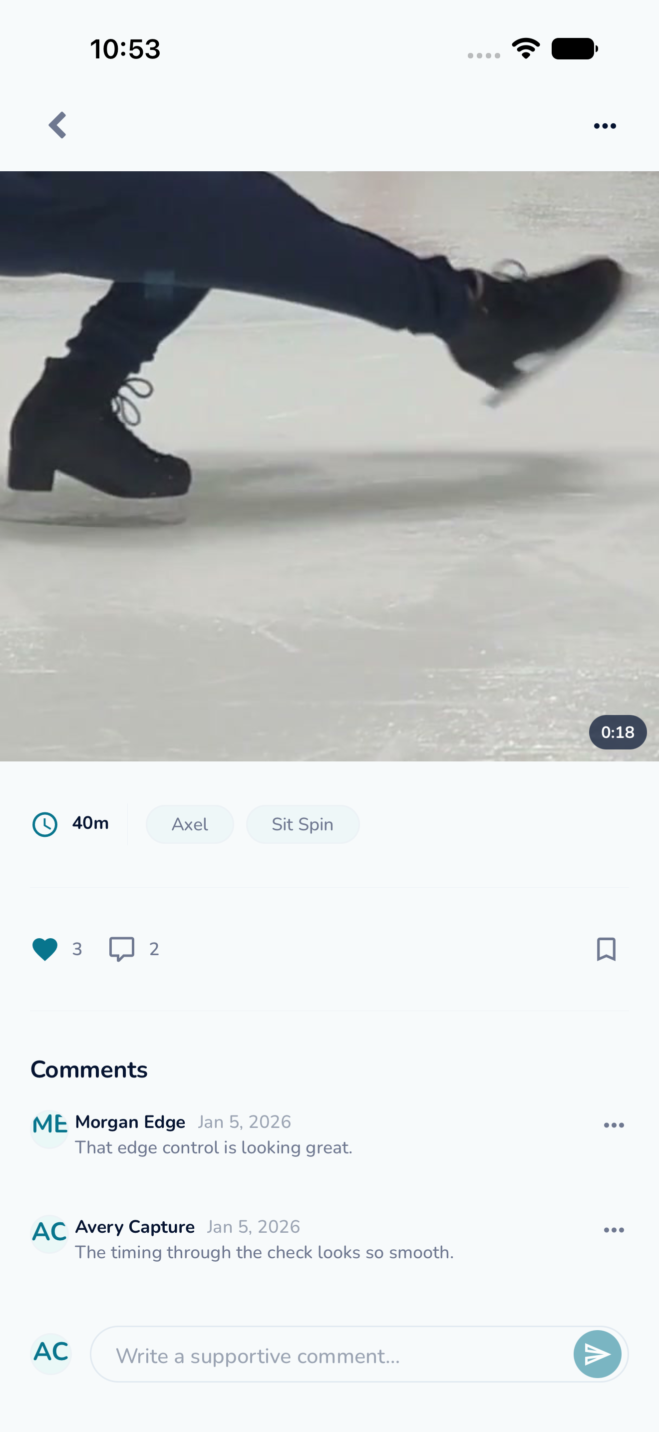Axel screenshot showing a rink community post and comments